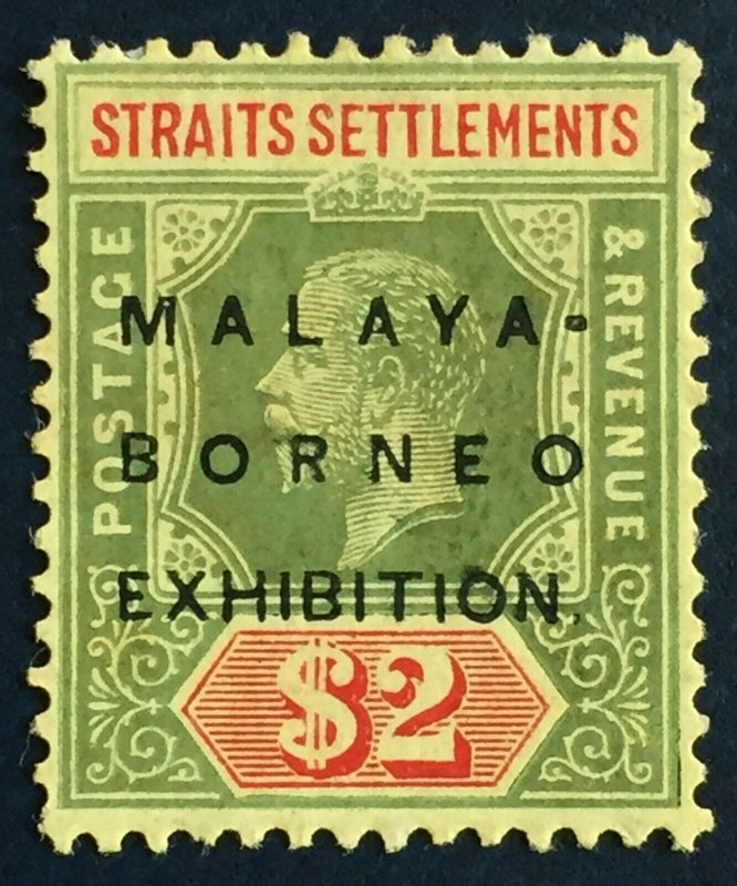 MALAYA 1922 MBE opt STRAITS SETTLEMENTS KGV $2 Small A MH SG#248d M3220