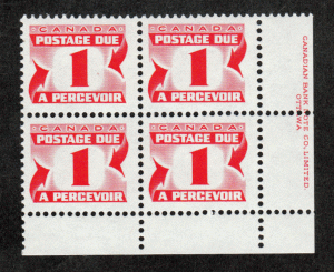 Canada Plate Block # J 28a - M/NH - Centennial Postage Due - Fourth Issue - LR