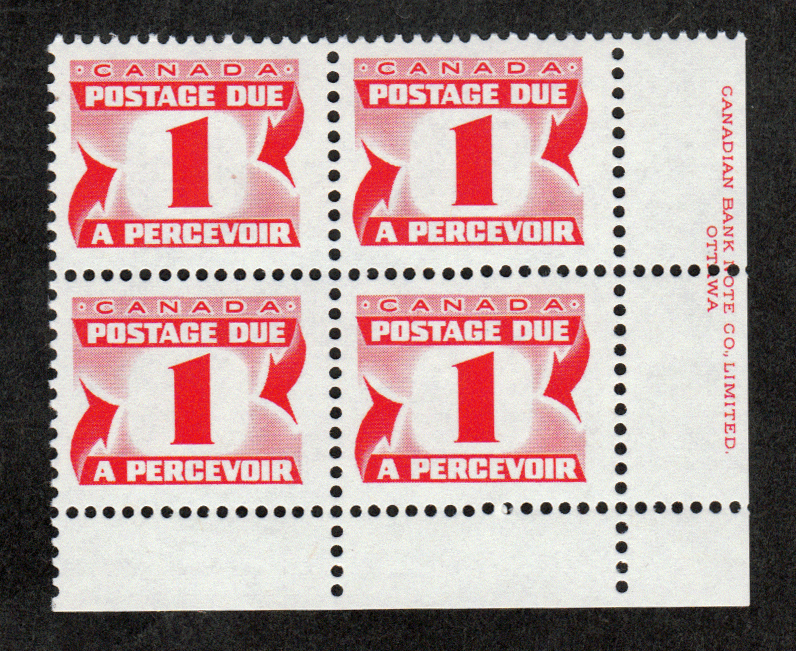 Canada Plate Block # J 28a - M/NH - Centennial Postage Due - Fourth Issue - LR