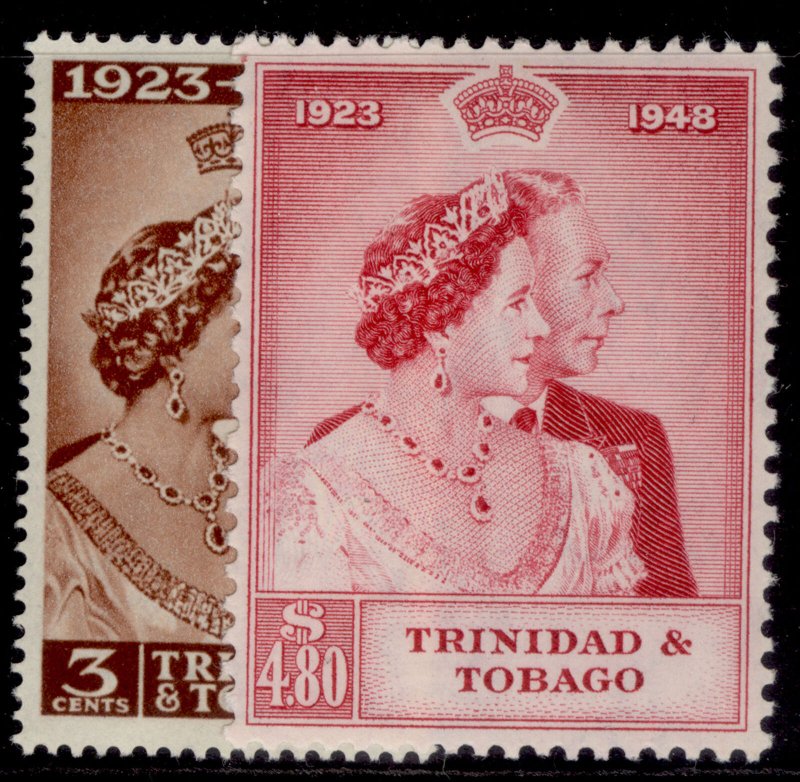 TRINIDAD & TOBAGO GVI SG259-260, 1949 ROYAL SILVER WEDDING set LH MINT. Cat £30. 