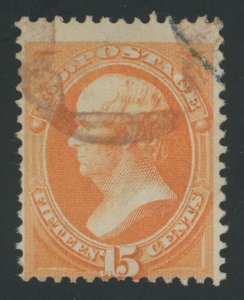 USA 163 - 15 cent Webster Secret Mark - VG Used - Cat $160.00 - wove paper