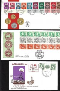 ISRAEL 1958 62 FIVE COVERS FDC WITH TABS APOLLO 11 FIRST MEN ON THE MOON & COIL