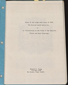 LITERATURE Rhodesia Notes on the Large Arms & the British South African Co 1896. 