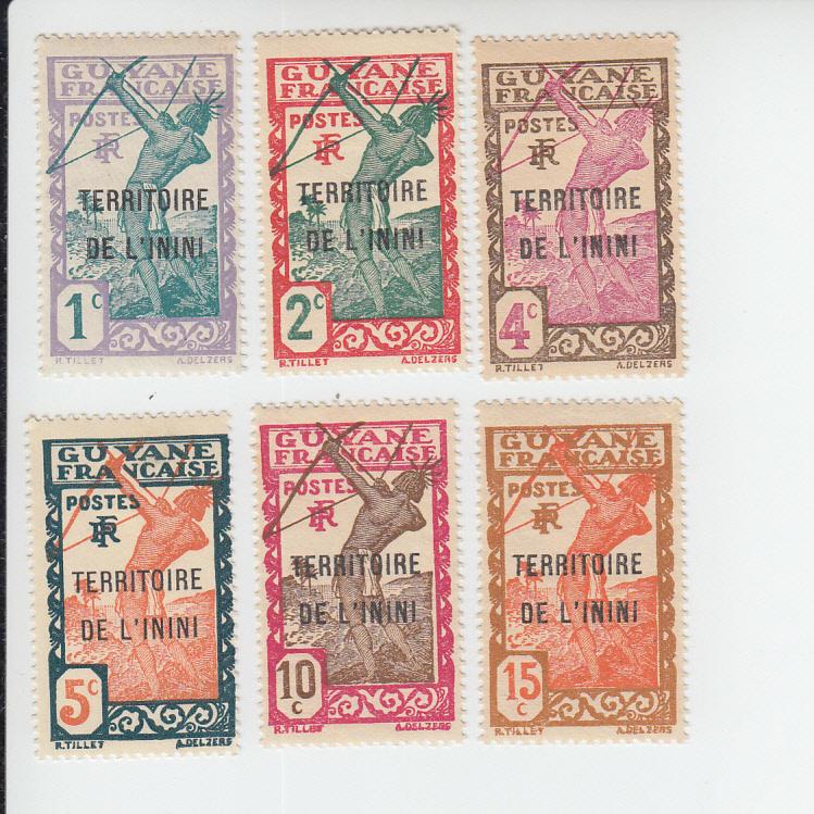 1932-40 Inini Carib Archer Overprints (Scott 1-2, 4-7) MDG