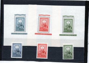 HUNGARY 1951 HUNGARIAN POSTAL HISTORY SET OF 3 STAMPS & 3 S/S MNH