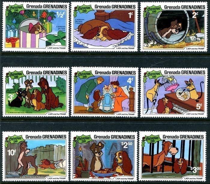 Grenada Grenadines 450-58, MNH, Disney characters, Lady & the Tramp. 1981. x8605