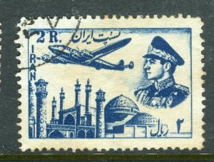 IRAN; 1953 early Reza Pahlavi Airmail issue fine used 2R. value