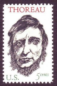 1967 Henry David Thoreau Single 5c Postage Stamp, Sc# 1327, MNH, OG