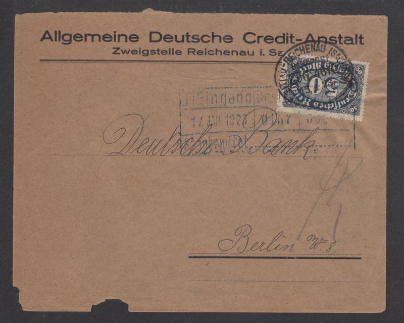 Germany Sc 198 used on 1923 BAHNPOST covers, 2 different, additional markings