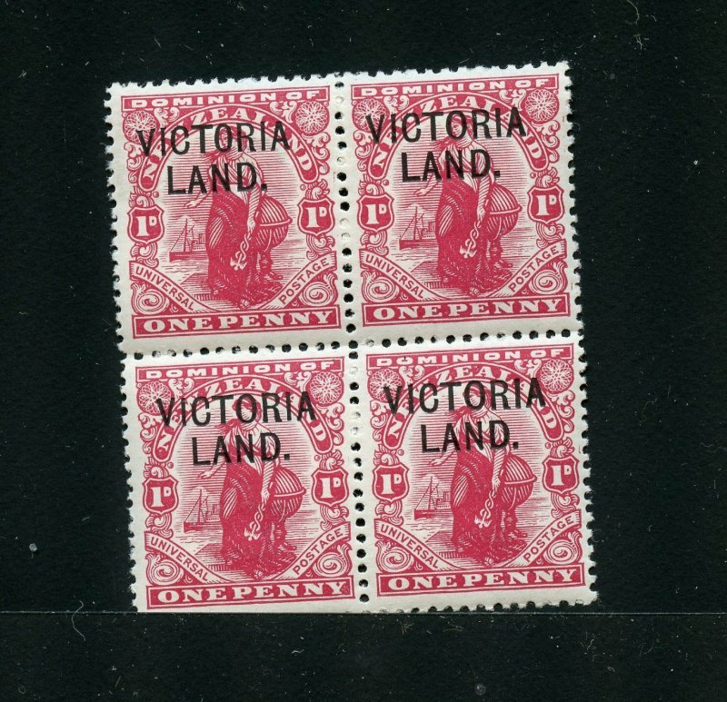 NEW ZEALAND VICTORIA LAND OVERPRINT  SCOTT #131d BLOCK MINT NEVER  HINGED