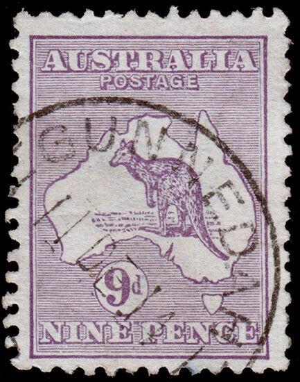 Australia Scott 9, Purple (1913) Used F-VF, CV $37.50 M