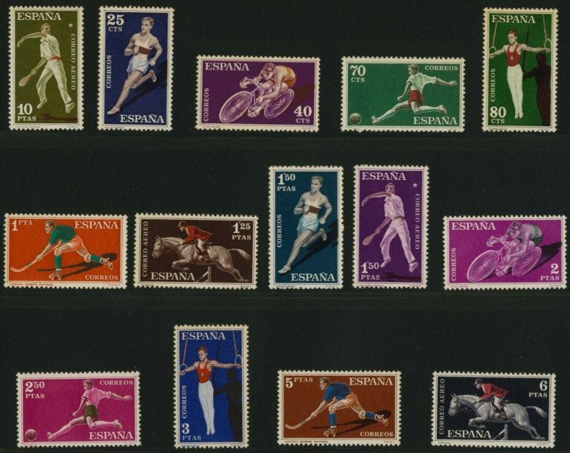 Spain 953-62, C167-70 MNH Sports, Runner, Cycling, Soccer, Hockey, Horse 