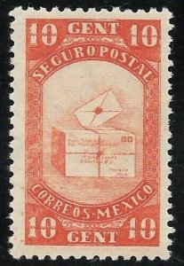 MEXICO 1947 SEGURO POSTAL INSURED LETTER STAMP 10 CENTS WATERMARK 279 SCOTT G7