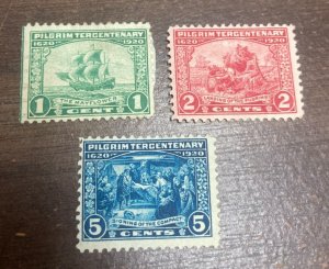 KAPPYSTAMPS USA #548-50 1920 PILGRIM TERCENTENNARY SET  MINT  H476