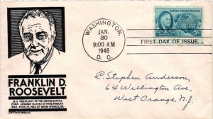 #933 Franklin D. Roosevelt FDR – Anderson Cachet Addressed to Anderson SCand