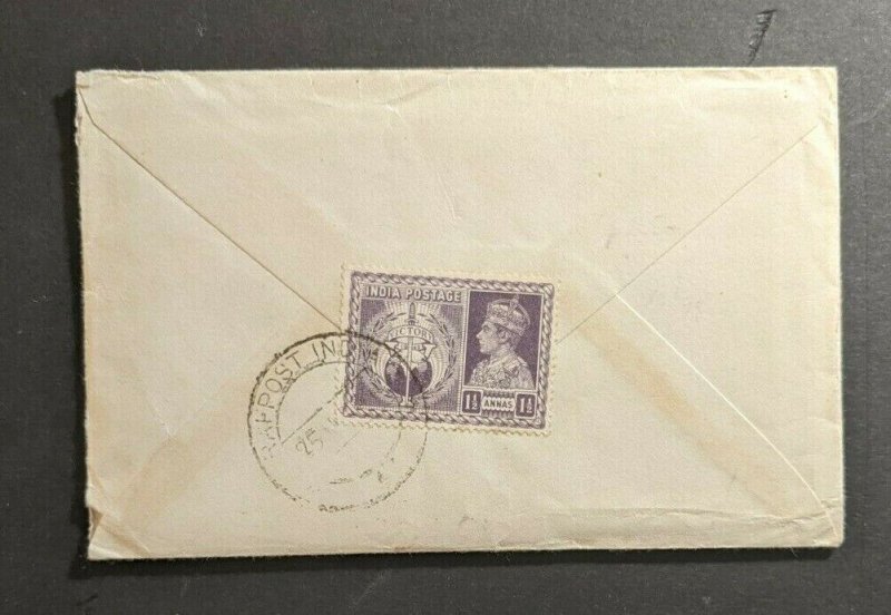 1946 RAF Post India Cover to Bombay India Reverse Franked