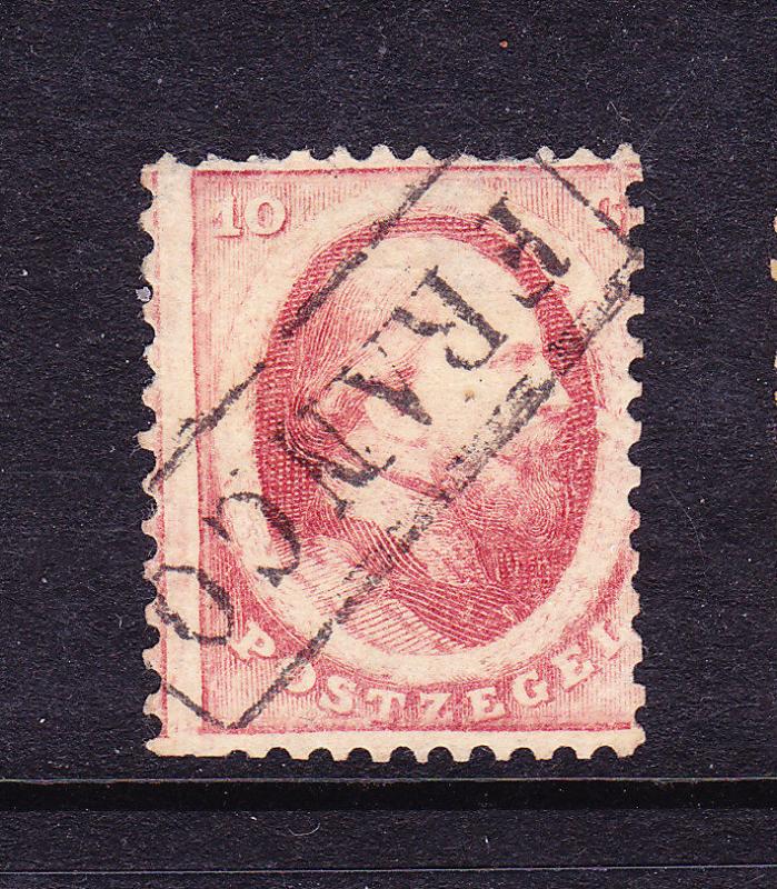 NETHERLANDS  1864 10c  KING WILLIAM III    FU    Sc 5    
