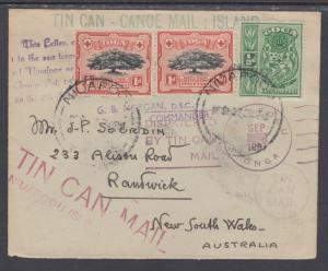 Tonga Sc 39, 40 on 1937 Tin Can Mail Cover to New South Wales 