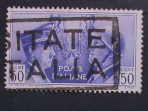 ​ITALY 1941 SC#416  81 YEARS OLD-HITLER & MUSSOLINI USED STAMP-FANCY CANCEL-VF