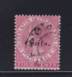 Straits Settlements Scott # 61 F-VF Used nice color scv $ 100 ! see pic !