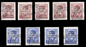 German WWII Occupation, Montenegro #Mi. 1-9 Cat€580, 1943 Surcharges, set o...