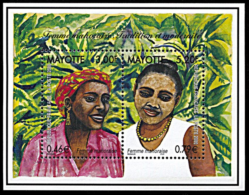 Mayotte 137, MNH, Women of Mayotte souvenir sheet