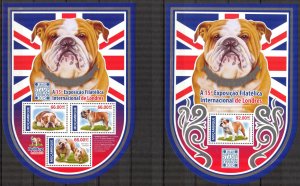 Mozambique 2015 Dogs Bulldog EXPO London Sheet + S/S MNH