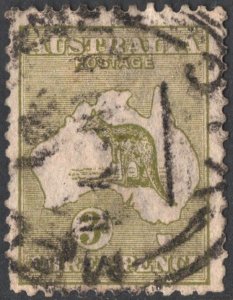 Australia SC#47 3d Kangaroo and Map Single (1915) Used