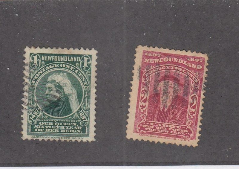 NEWFOUNDLAND (MK2807) # 61-62 VF-USED 1-2cts 1897 QUEEN VICTORIA / JOHN CABOT