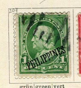 PHILIPPINES; 1899 early classic US Presidential series fine used 1c. value