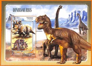 A6632 - SAO TOME & PRINCIPE, Error, 2014, MISSPERF SOUVENIR SHEET: Dinosaurs