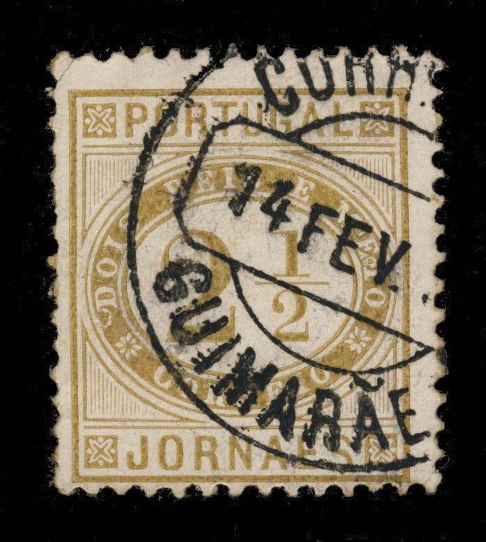 PORTUGAL - 189?  GUIMARÃES  Type 1 Circle Date Stamp on MiNr.65yb 2 1/2R Olive