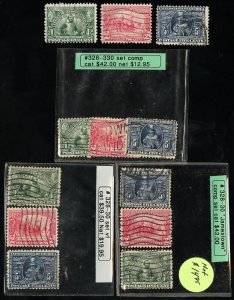 US Stamps # 328-30 Used F-VF Lot Of 4 Used Sets Scott Value $170.00