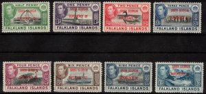 FALKLAND DEPENDENCIES 1944 South Georgia Overprints; Scott 3L1-8, SG B1-8; MNH