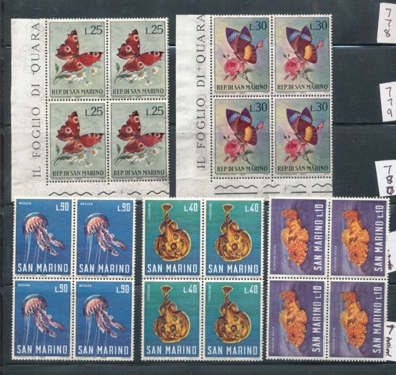 San Marino 1963/66 Dinosaurs Fish Butterflies Blocks MNH (128 Stamps) CP374