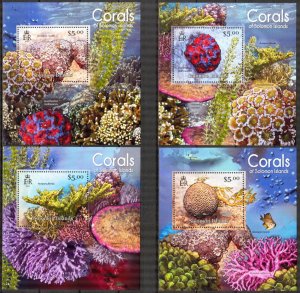 Solomon Islands 2012 Marine Life Corals (1) 4 S/S MNH