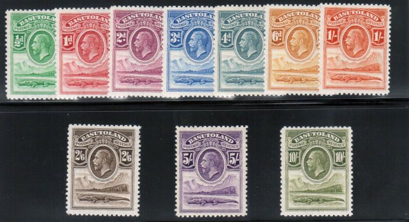 Basutoland #1 - #10 Very Fine Never Hinged Fresh Set