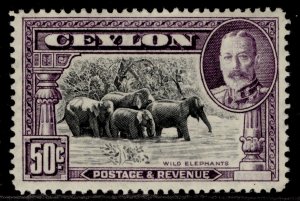 CEYLON GV SG377, 50c black & mauve, M MINT. Cat £17.