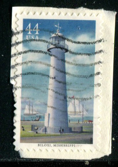 4411 US 44c Biloxi Lighthouse SA, used on paper