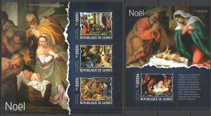 St685 2014 Guinea Art Paintings Christmas Noel Kb+Bl Mnh Stamps