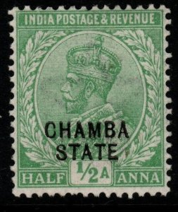 INDIA-CHAMBA SG44 1913 ½a LIGHT GREEN MTD MINT