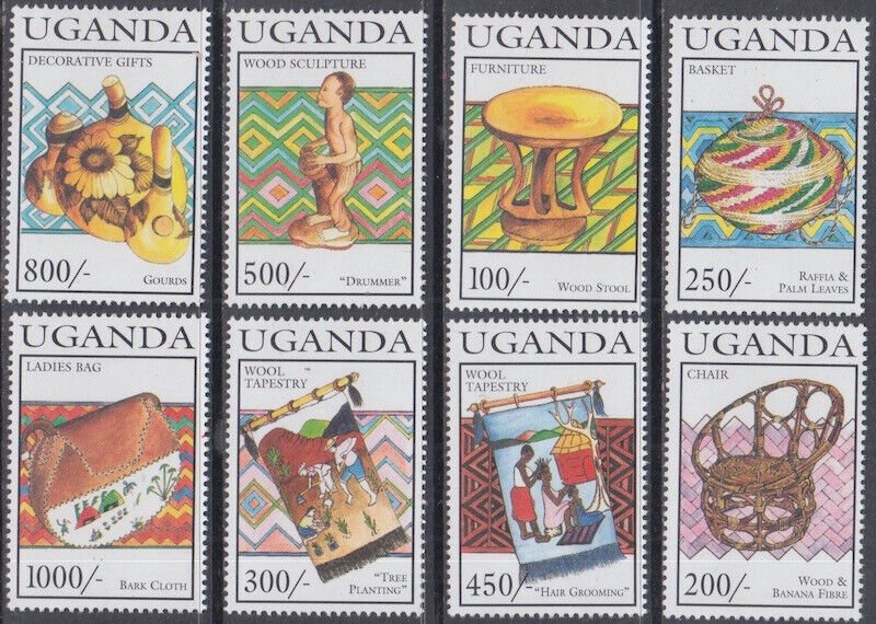 UGANDA Sc # 1232-9 CPL MNH SET of 8 - NATIVE UGANDAN CRAFTS