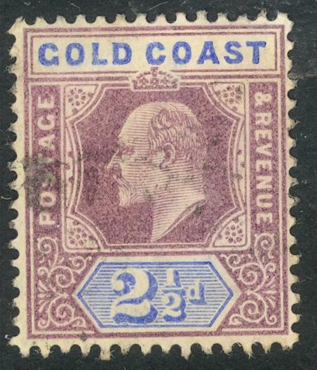 GOLD COAST 1902 KEDVII 2 1/2d Violet And Ultramarine Portrait Issue Sc 41 VFU