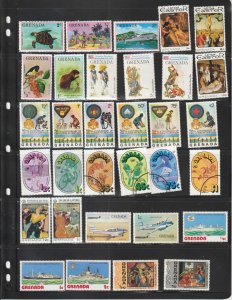 Grenada Collection 1970's -1980's, 90 Large Commemorative Stamps Used & Unused