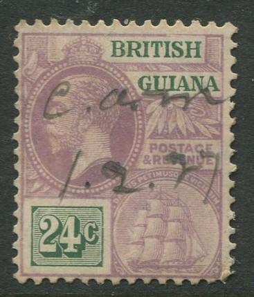 British Guiana - Scott 197- KGV Definitive -1921 - VFU - Single 24c Stamp