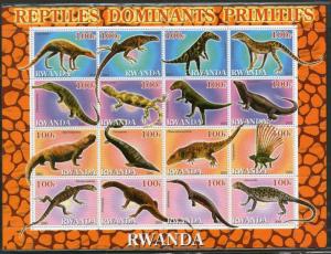 Rwanda 2001 Dinosaurs Pre Historic Animals Mammoth Sheetlet of 16 MNH # 9714