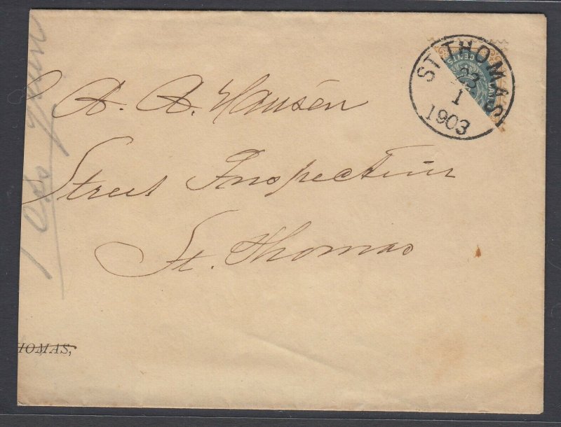 Danish West Indies, Scott 18a BISECT on large part of cover from St. Thomas