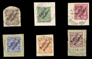 German Colonies, German Offices in Morocco #1-6 Cat$97, 1899 Surcharges, set ...