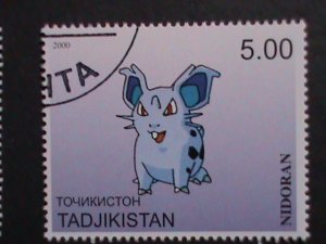 ​TAJIKISTAN -2000 LOVELY FAMPOUS POKEMON CTO FANCY POSTAL CANCEL VERY FINE