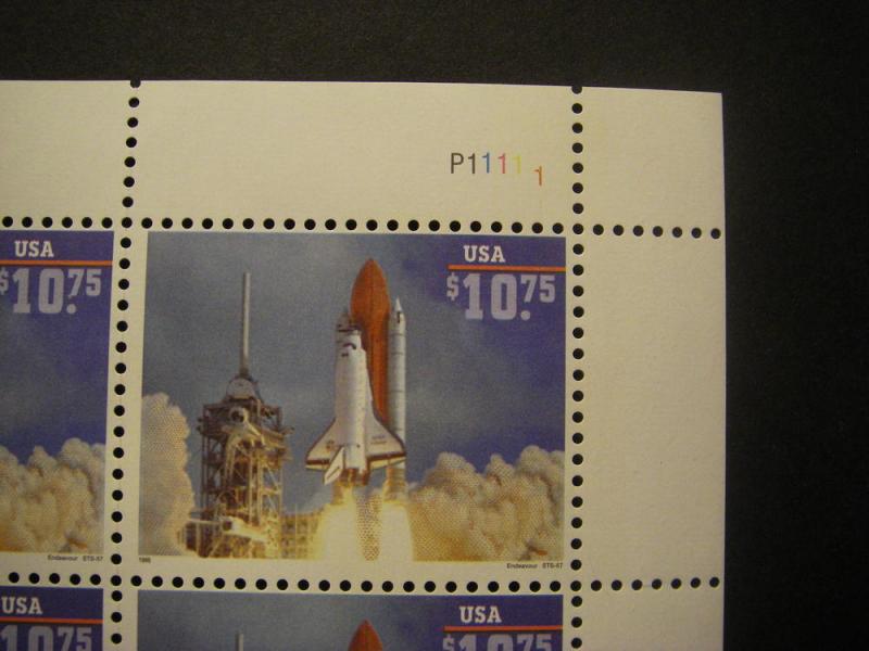 Scott 2544A, Half sheet, $10.75 Space Shuttle, #P11111, MNH Express Mail Beauty